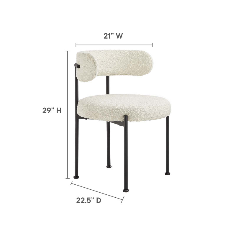 Modway Albie Fabric Dining Chairs, Ivory, Black