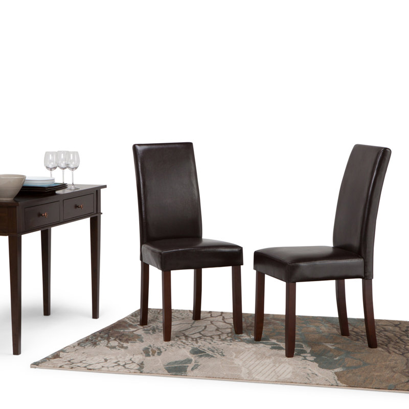 Chaise de salle à manger rembourrée Acadian Andover avec dossier capitonné et structure en bois massif, Marron foncé