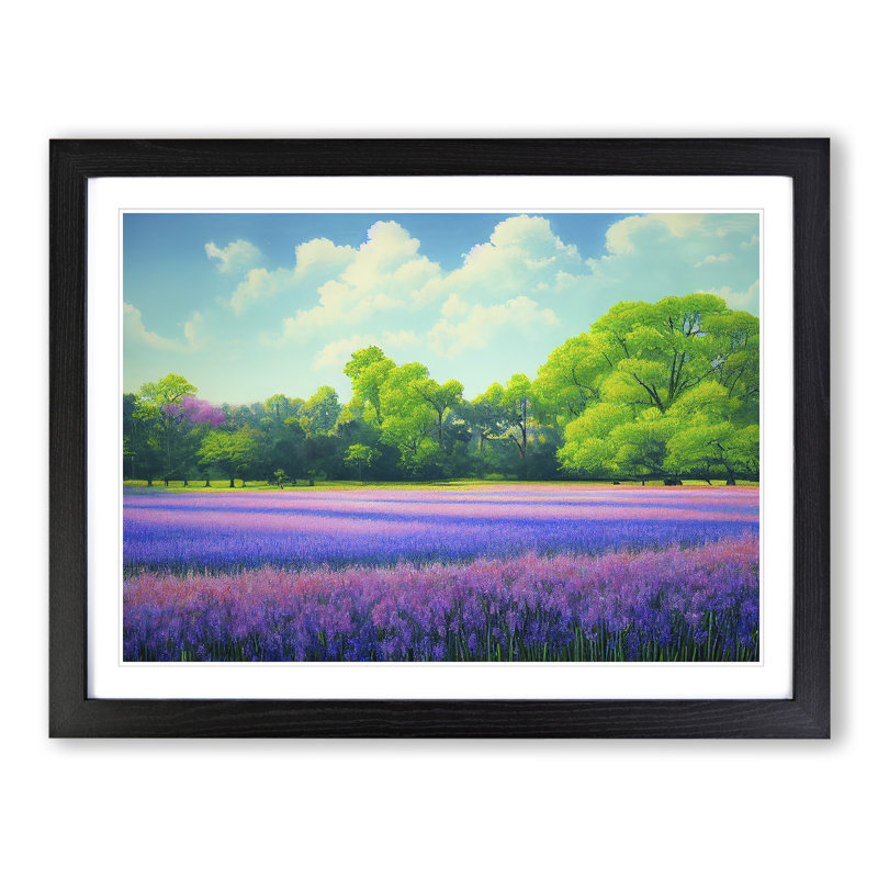 Innovative Bluebell Field - Single Picture Frame Painting, Black, 46cm H x 64cm W x 2cm D