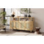 Armoire de rangement en rotin de style bohémien avec structure en bois massif, buffet avec tablettes réglables à 3 positions pour le salon et la salle à manger, conception à pousser sans poignée-220873418