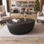 Table basse moderne en cuir avec plateau en marbre et œufs d'oie-1739043295
