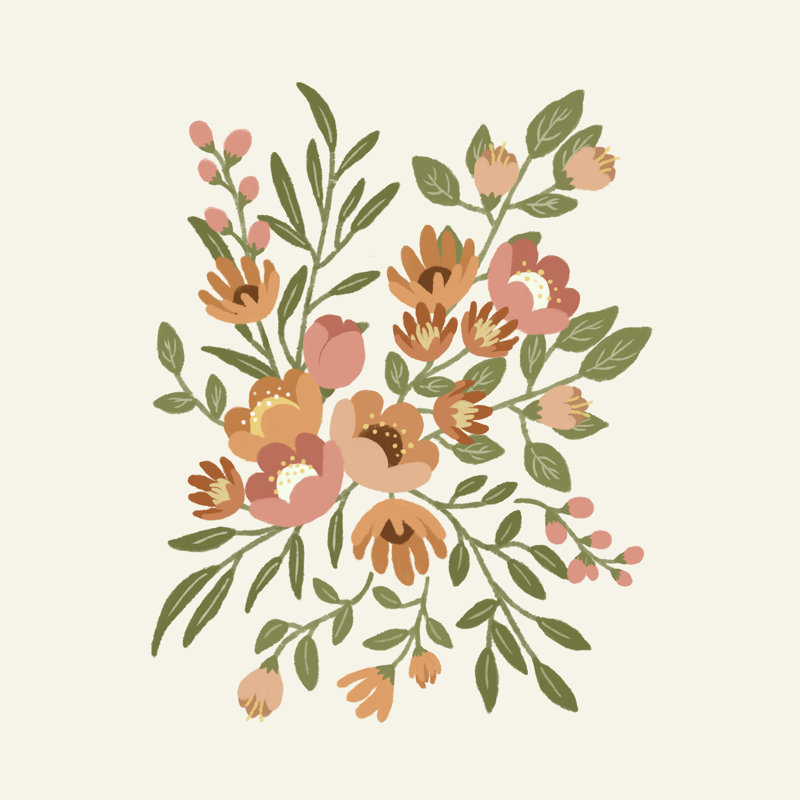 Fleurs par Priscila Kaori Kurata - impression sur toile tendue, H 12 po x l 12 po, Non, Toile tendue