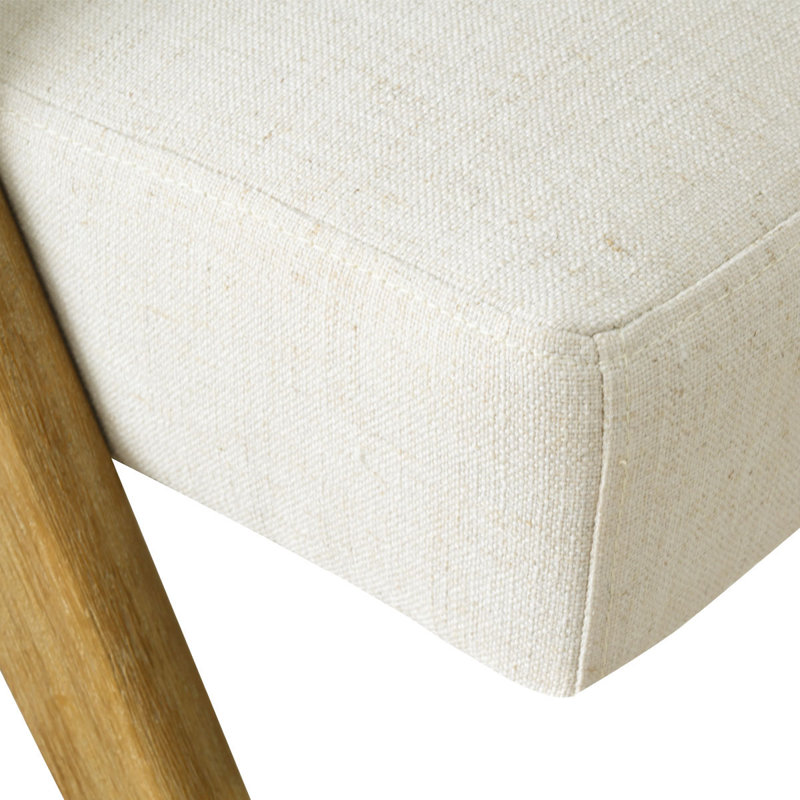Chaise de salle à manger avec accoudoirs en bois revêtu de lin 20 po (ensemble de 2)