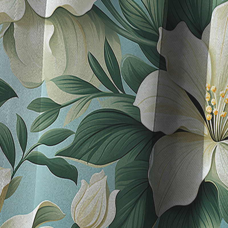 Seafoam Serenity Tropical Motif II - Rideau floral - Rideau occultant floral - 1 panneau, L 52 po x L 108 po