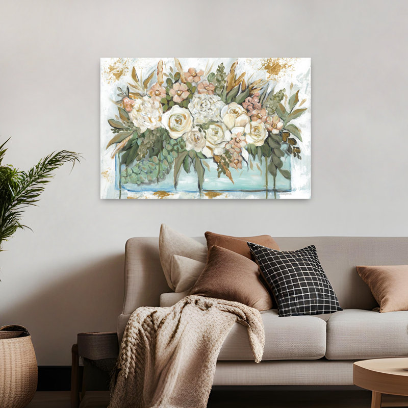 Boîte de fleurs, art floral abstrait contemporain, H 32 po x l 48 po