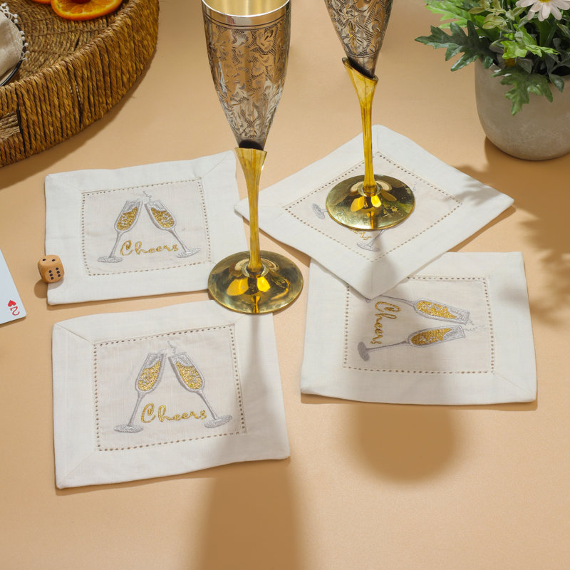 Serviettes de cocktail brodées Fizz & Flutes