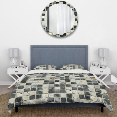 Grey Midcentury Mosaic Tiles III - Midcentury Duvet Cover Set