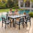 FHVIT Aluminum Outdoor Patio Dining Table for 4-6 Person, All-Weather Rectangular Outdoor Table with Umbrella Hole for Garden Backyard Poolside-130019293