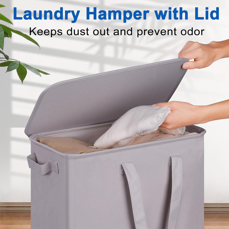Slim Rolling Laundry Hamper With Lid And Wheels, Space-Saving Tall Dirty Clothes Basket With Handle For Small Spaces, Compact Design For Dorm, Bathroom And Bedroom