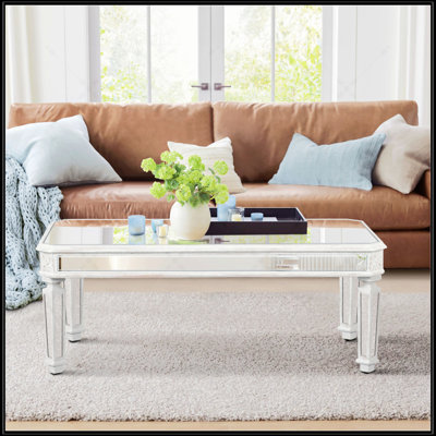Table basse à miroir argenté