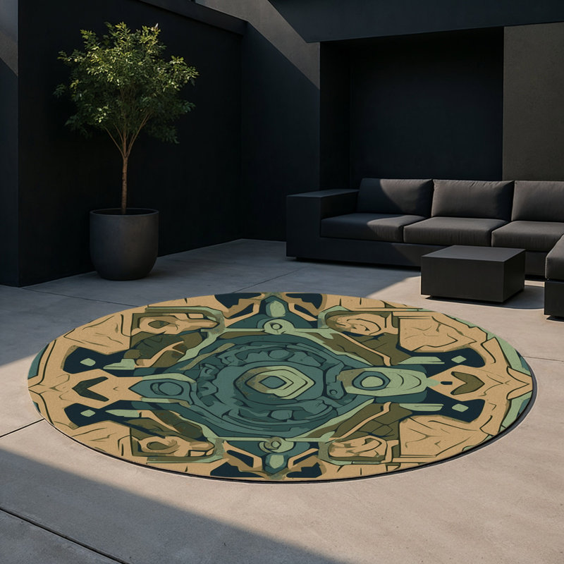 Master’S Quest Indoor And Outdoor Area Rug, Round 5'