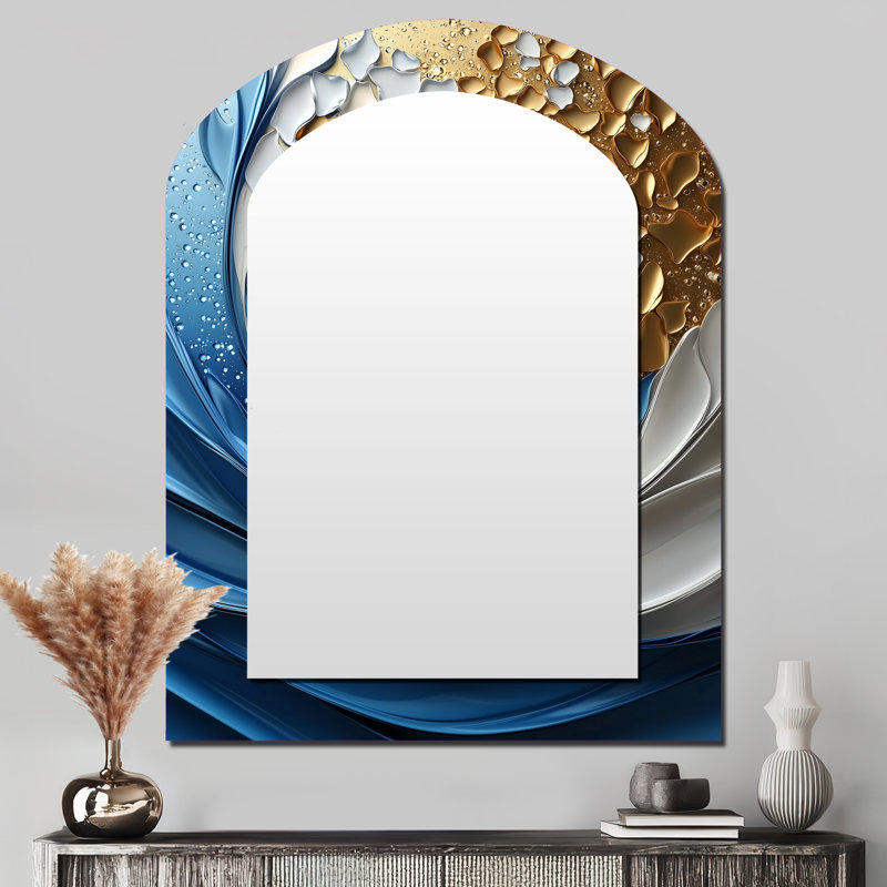 Miroir décoratif asymétrique blanc et bleu, 43 po x 33 po