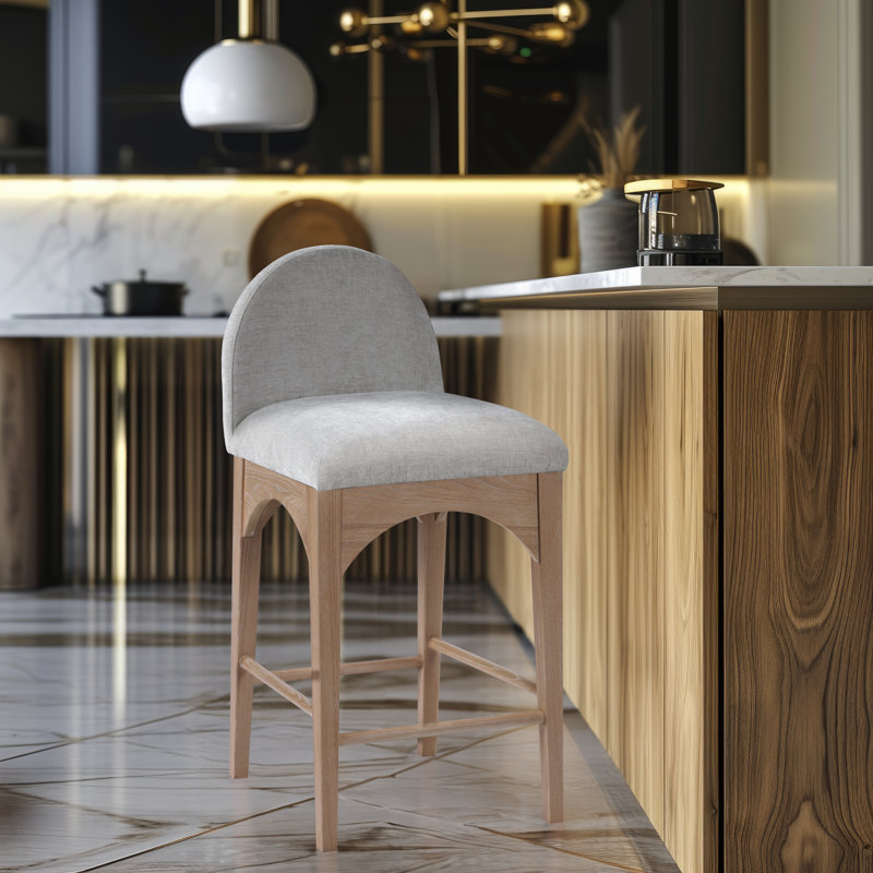 Waldorf Counter Stool, Natural, Gray Chenille