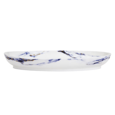 Plateau ovale en porcelaine azur foncé