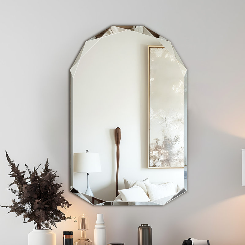 Frameless Clear Glass Wall Mirror, 28" x 20"