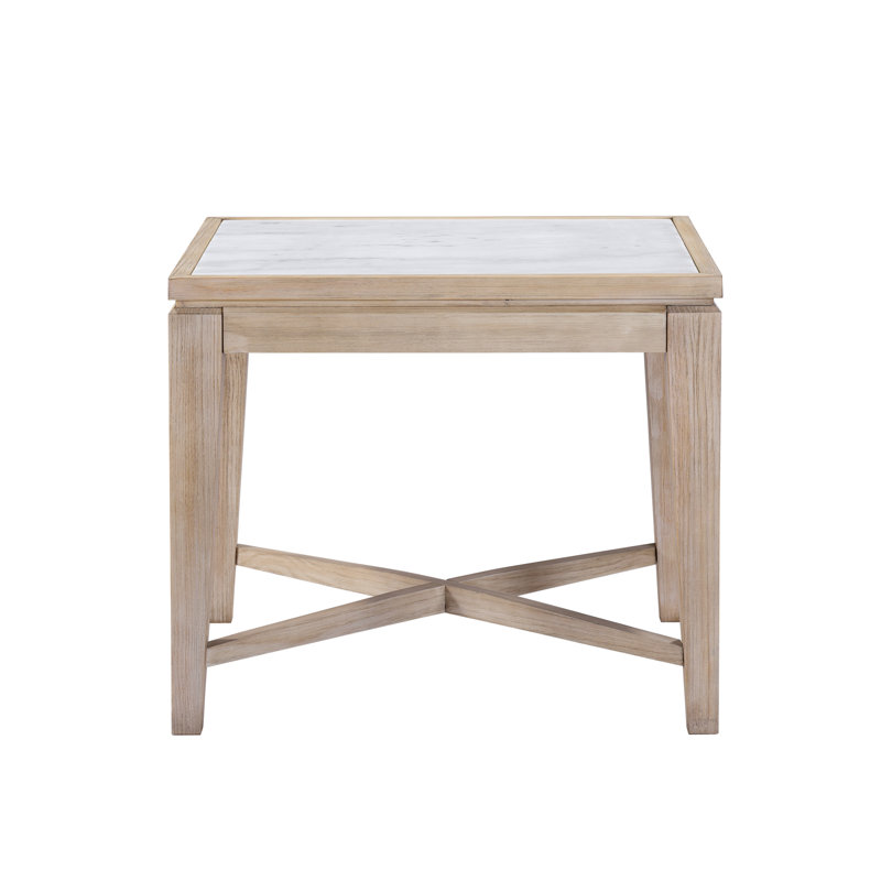 Dorran White Marble Top Square End Table