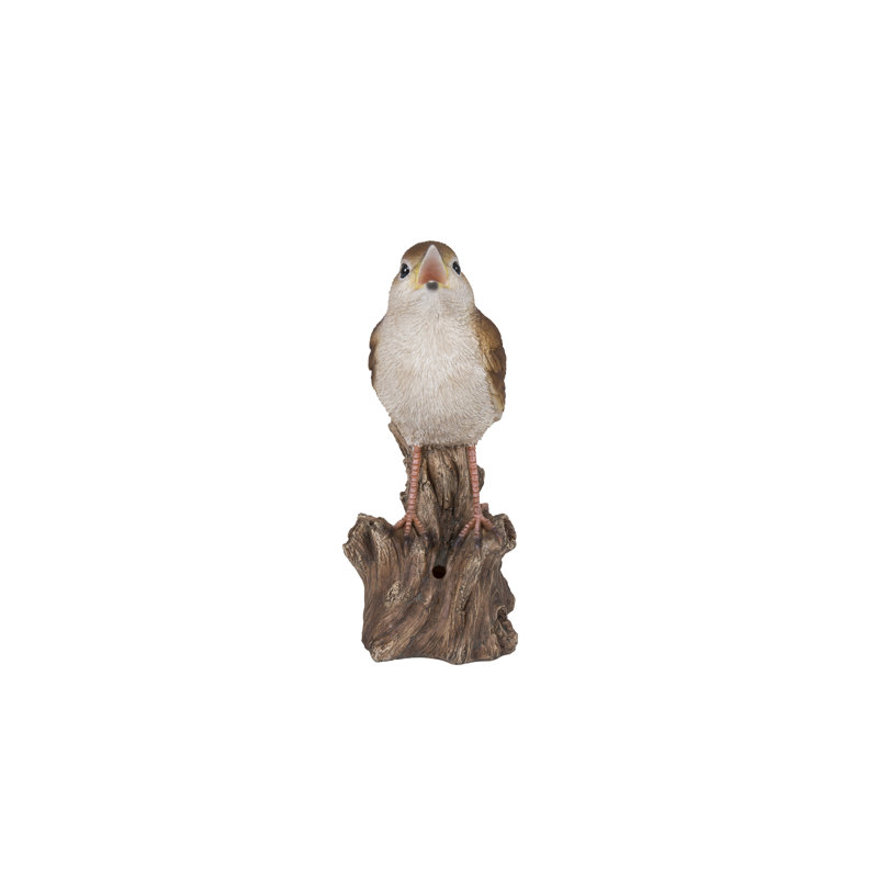 Brown Resin Motion Activated Singing Nightingale Statue