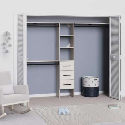 SuiteSymphony Closet System Kit with 3 Drawers and Top Shelves