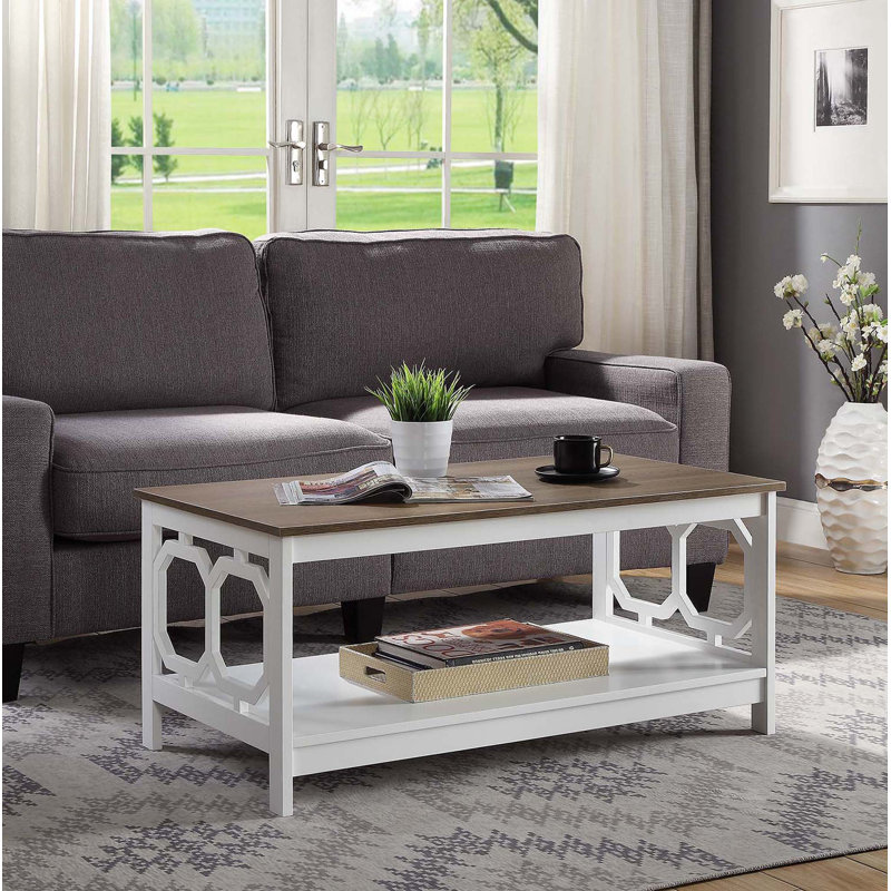Table basse avec rangement Bodeswell, Bois flottant / blanc