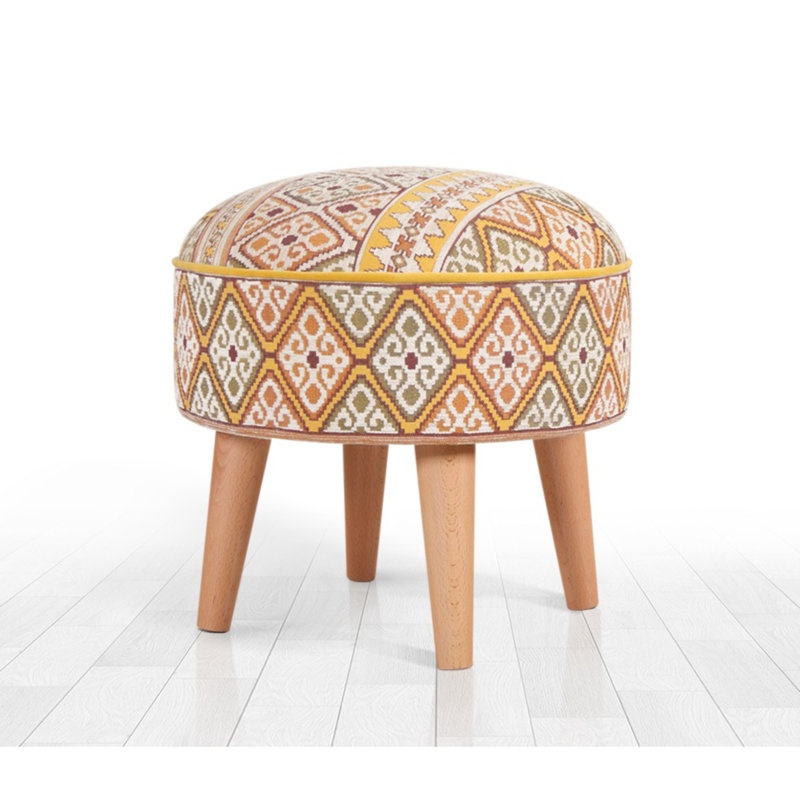 Aireonna 46cm Wide Round Geometric Footstool Ottoman
