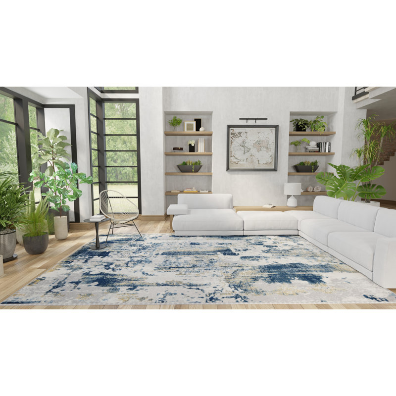 Tapis bleu Navarra Auden, Rectangle 5 pi 3 po x 7 pi