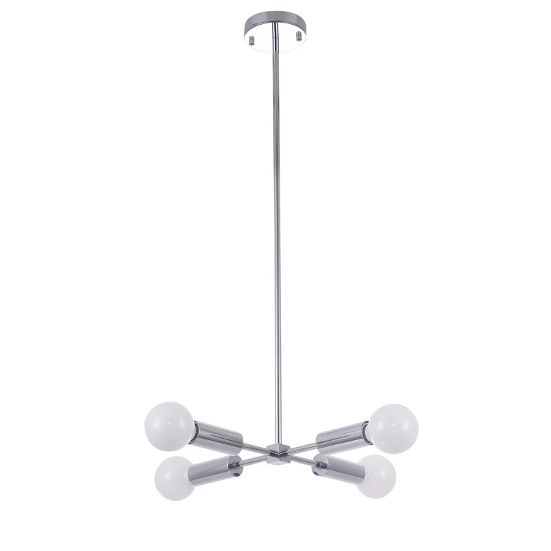 Livilla Modern 4 Light Chrome Chandelier, Satin Nickel, 17" H x 16" W x 16" D