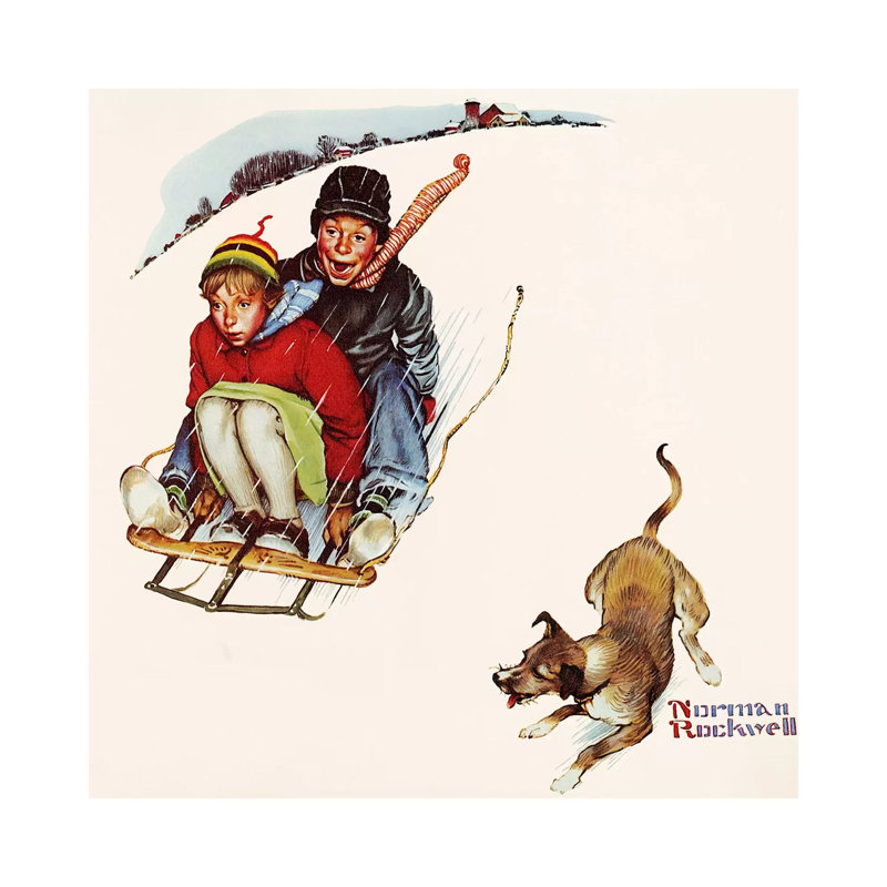 Downhill Daring by Norman Rockwell - Wrapped Canvas Print, 66.04 cm H x 66.04 cm W x 3.175 cm D