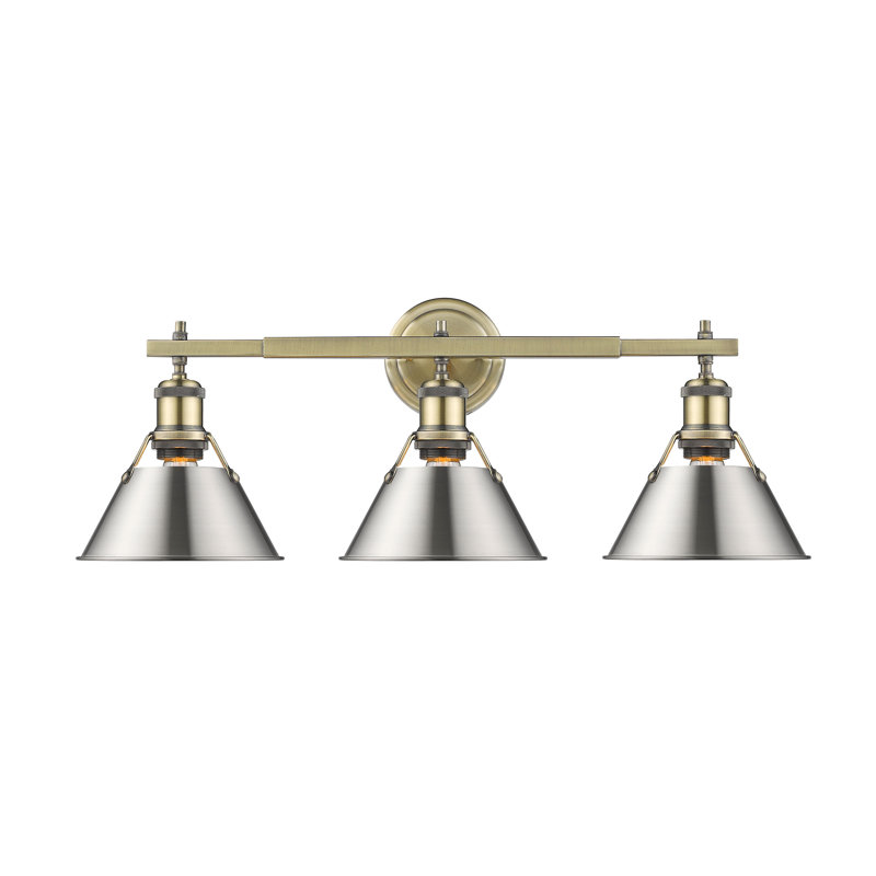 Felda 3-light fixture, Aged Brass, Pewter
