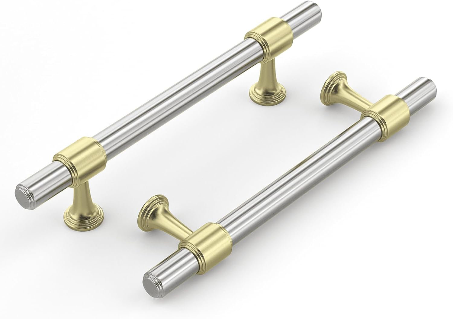 Matte Black And Brushed Brass Cabinet Handles 3-3/4 Inch