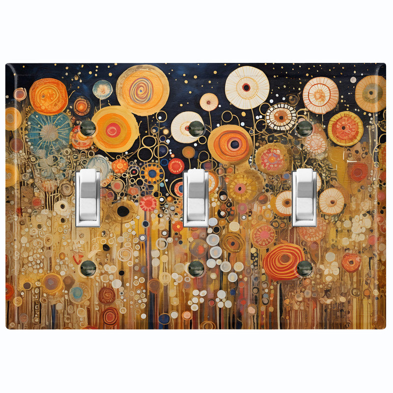 Couvercle de plaque d'interrupteur en métal; Bascule standard à 2 bandes US - style Klimt, Triple # 3