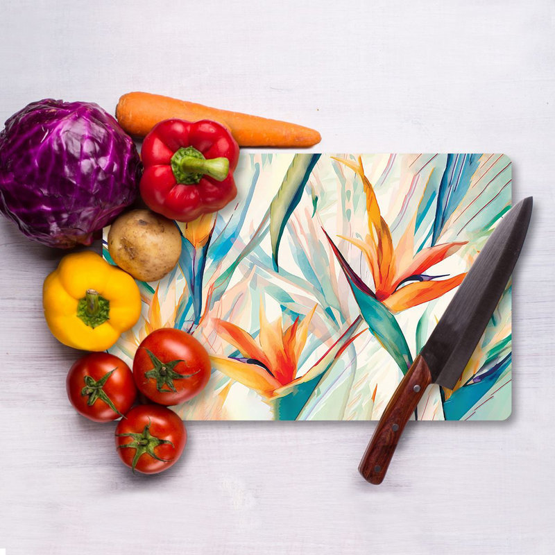 Tempered Glass Cutting Board, 7.9 x 11.8 inches | 100% Antibacterial, Easy-Clean Surface, Non-Slip Silicone Feet | Perfect for Food Prep & Serving, Durable & Stylish Kitchen Essential, Not Dishwasher Safe