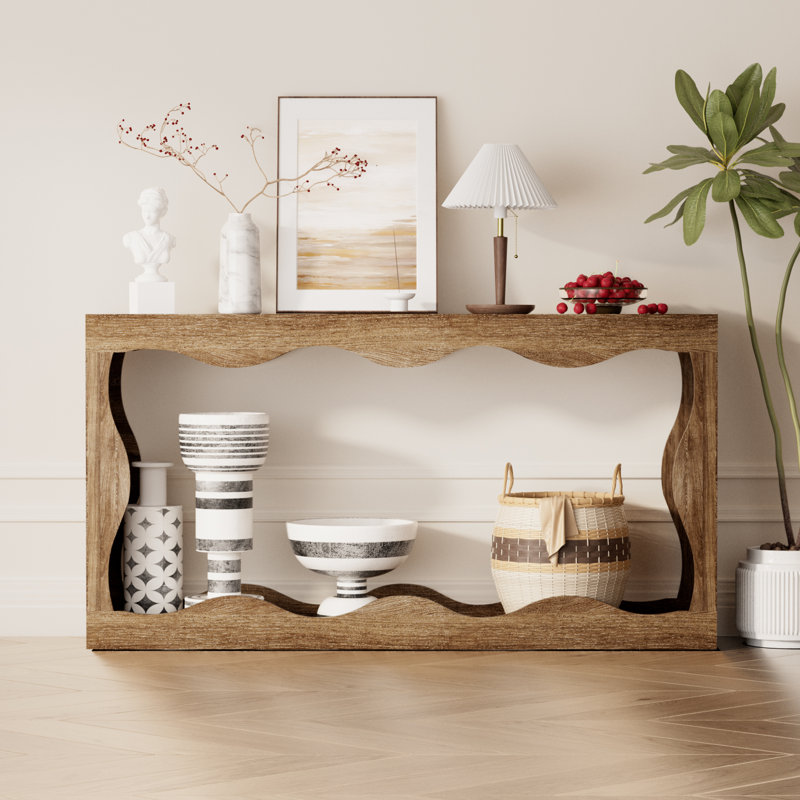 63-Inch Console Table With Storage Space, Walnut