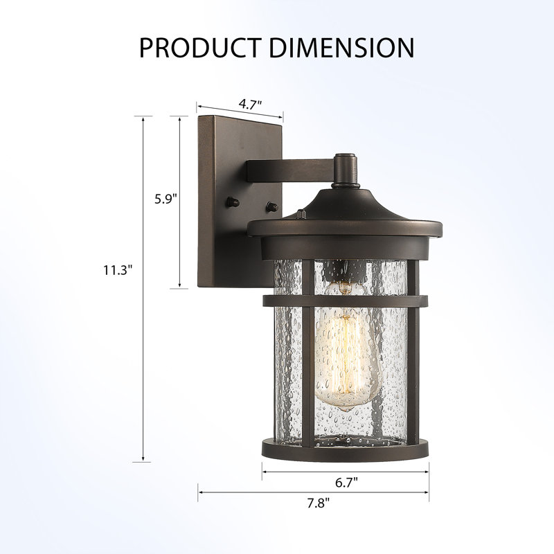 Outdoor Wall Light Fixture, Porch Wall Sconce With Seeded Glass, Modern Farmhouse Exterior Lantern, Outdoor Light For House, Entryway, Garage, Patio,12 Inch(Oil Rubbed Bronze)
