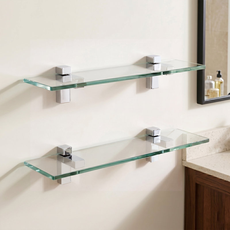 Tablette de salle de bain Keyshia, Chrome poli, H 3,5 po x l 15,75 po x P 4,72 po