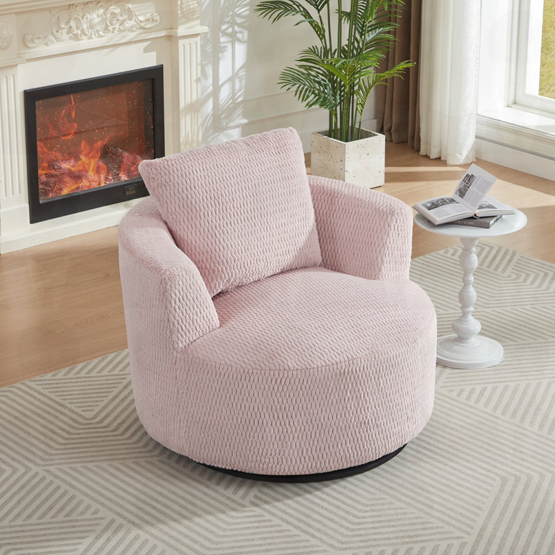 Fauteuil d'appoint pivotant en tissu, Rose