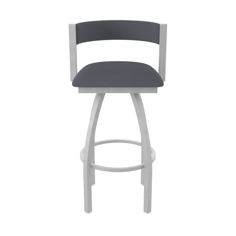 Tabouret Artémis, Vinyle - tempête Canter, Nickel anodisé, Tabouret de bar (siège d'une hauteur de 36 po)