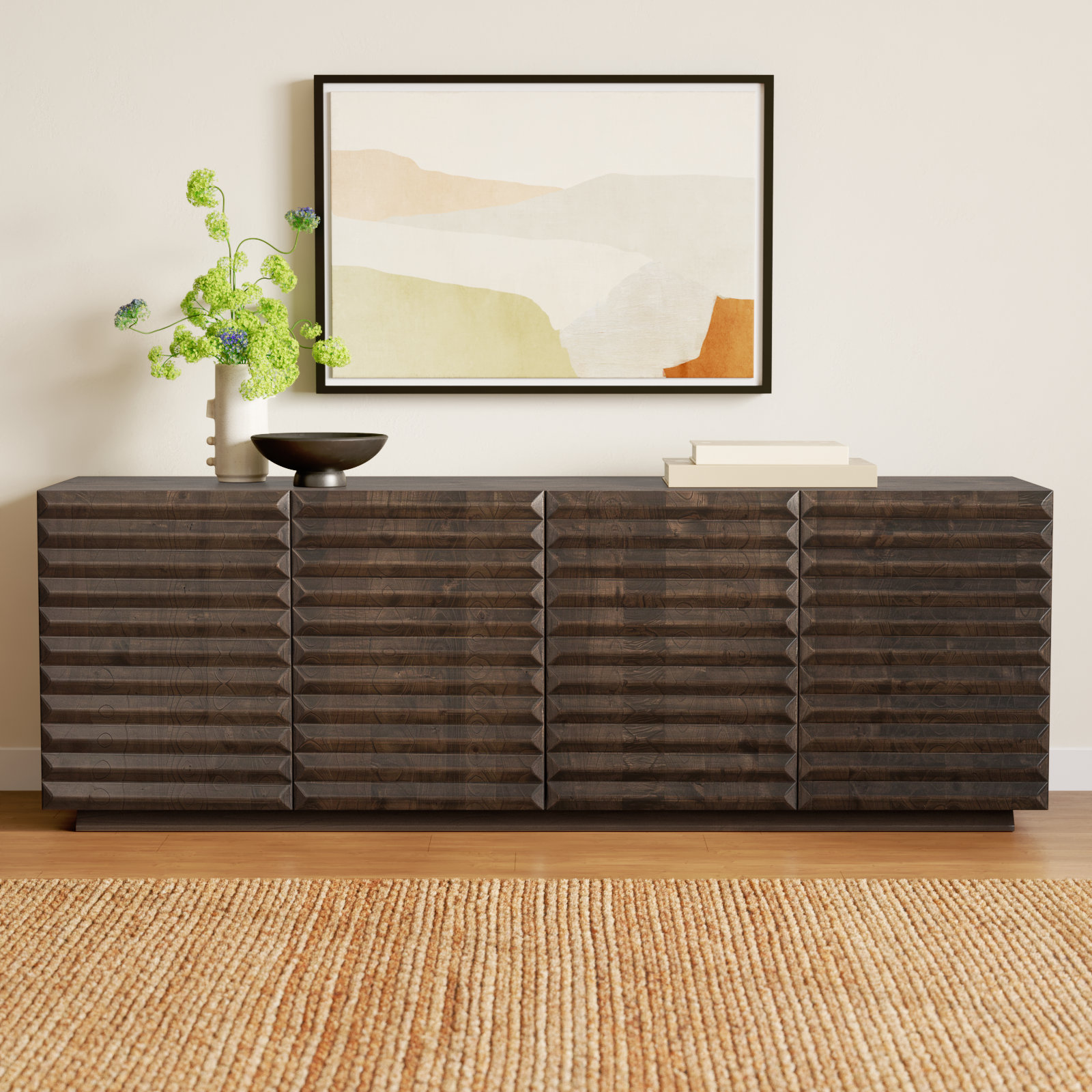 Pearce 78" TV Stand, Matte Brown Neem
