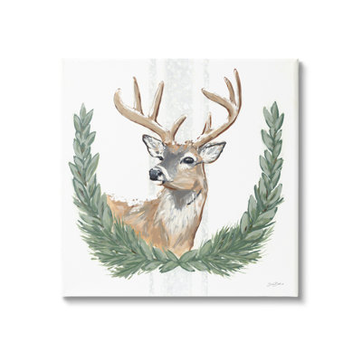 " Elegant Deer Antlers Laurels Portrait White Background " by Sara Baker