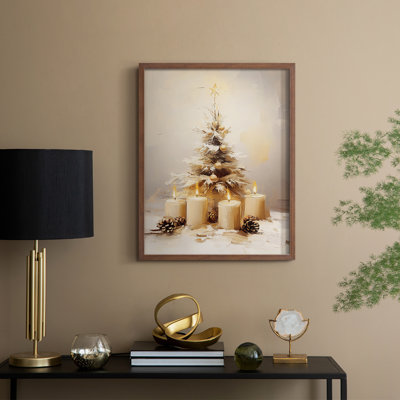 «Christmas Holiday Art», série 2-Cxxviii, reproduction encadrée - bois massif