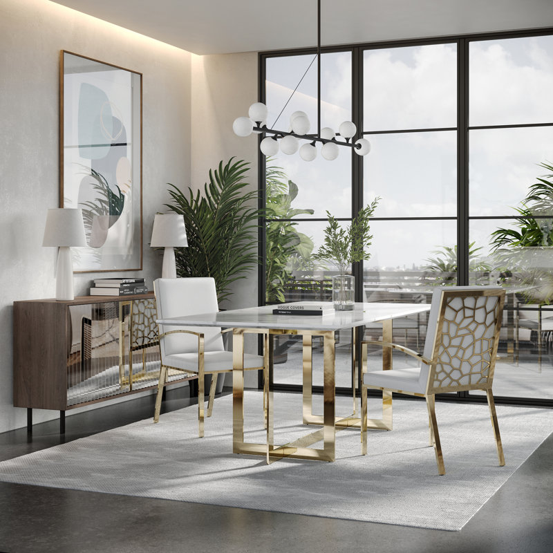 Metal Base Dining Table, Gold