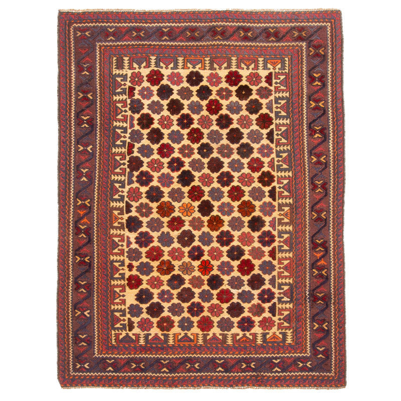Tapis beige Tadjik Caucase 3 pi 1 po x 4 pi 2 po