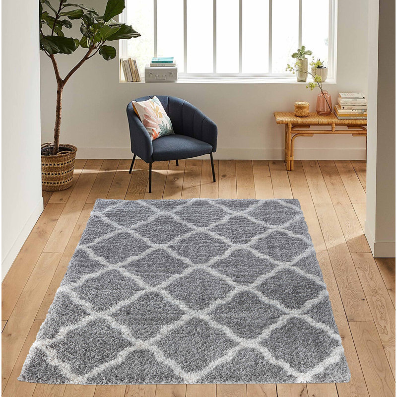 Emeril Geometric Shag Area Rug, Rectangle 200 x 290cm