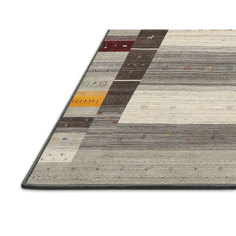 Tapis gris / olive Pilottown, Rectangle 7 pi x 10 pi