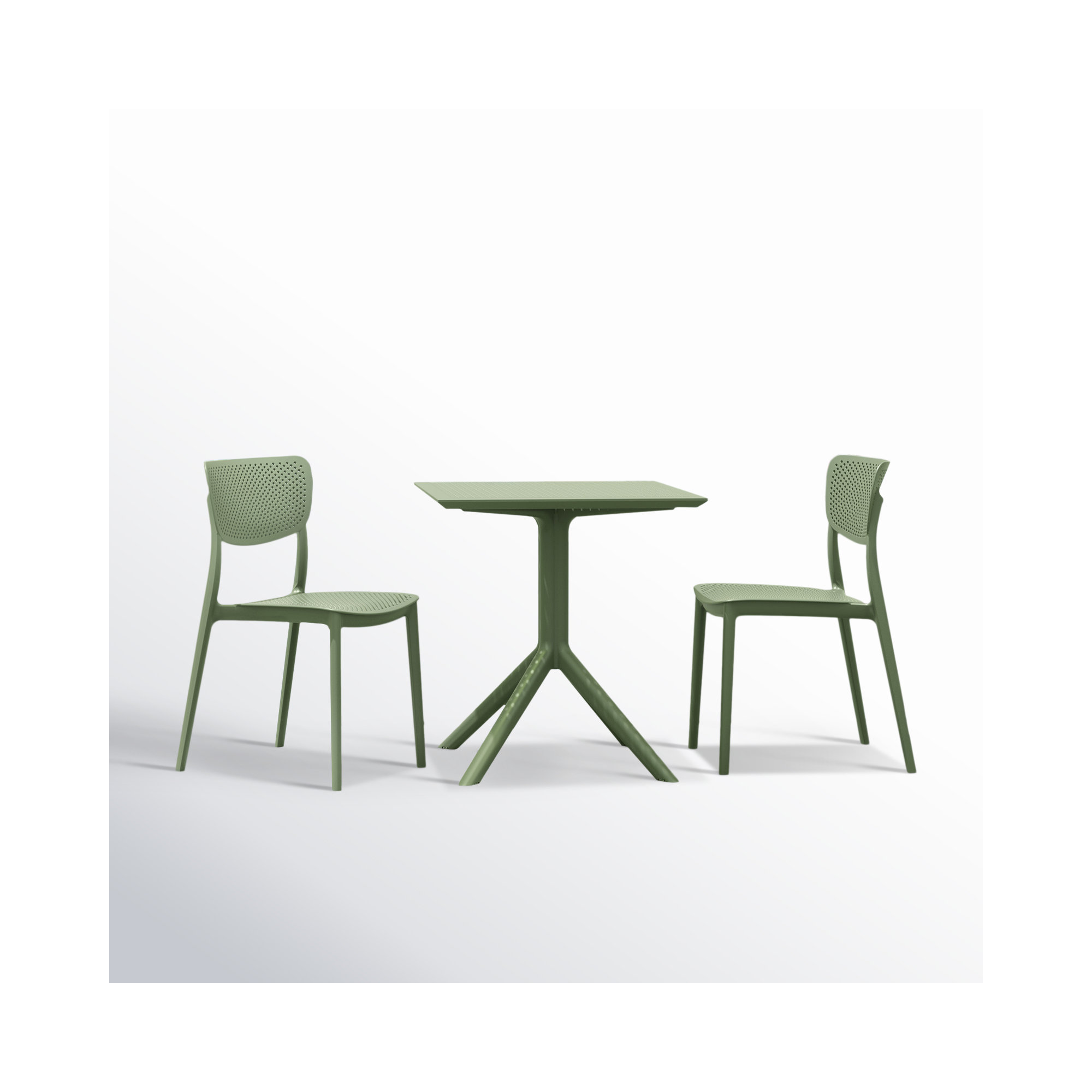 Farrah 31" Square 2-Person Bistro Set, Olive Green, 23.6" D x 23.6" W x 29.5" H