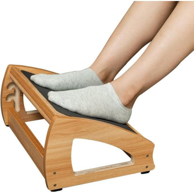 Ergonomic Under Desk Footrest, 3 Adjustable Heights Wooden Office Footrest