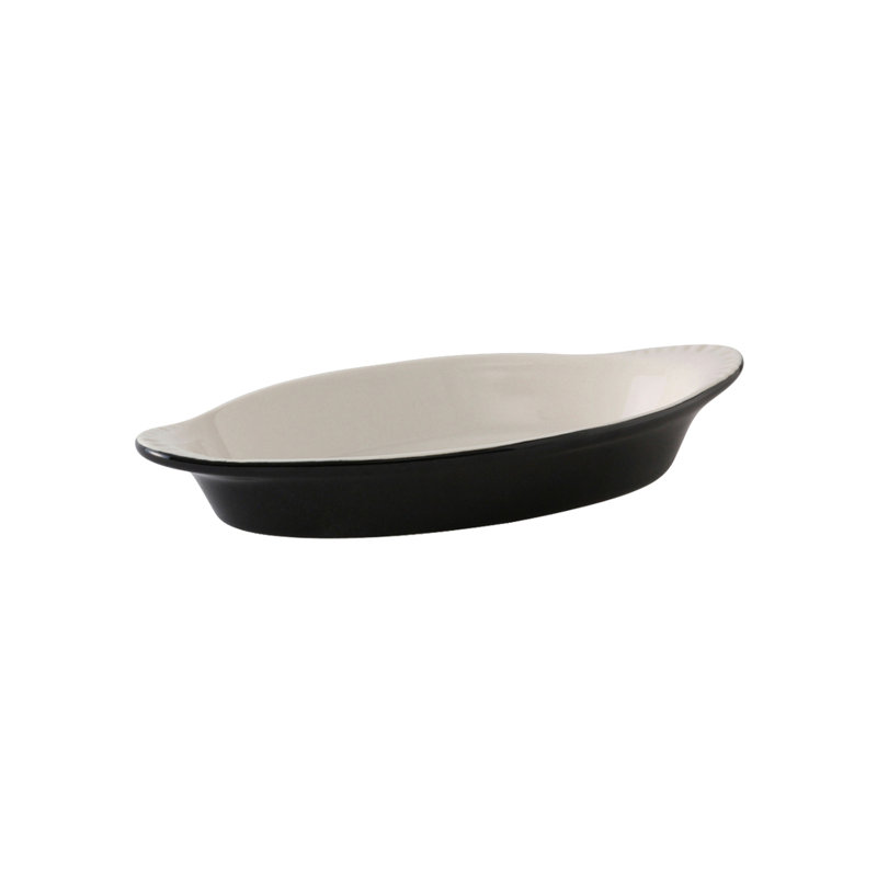 Ovale en céramique 0,38 po Tuxton, Noir / coquille d'œuf, 1.5" H x 4.38" W x 8.13" L