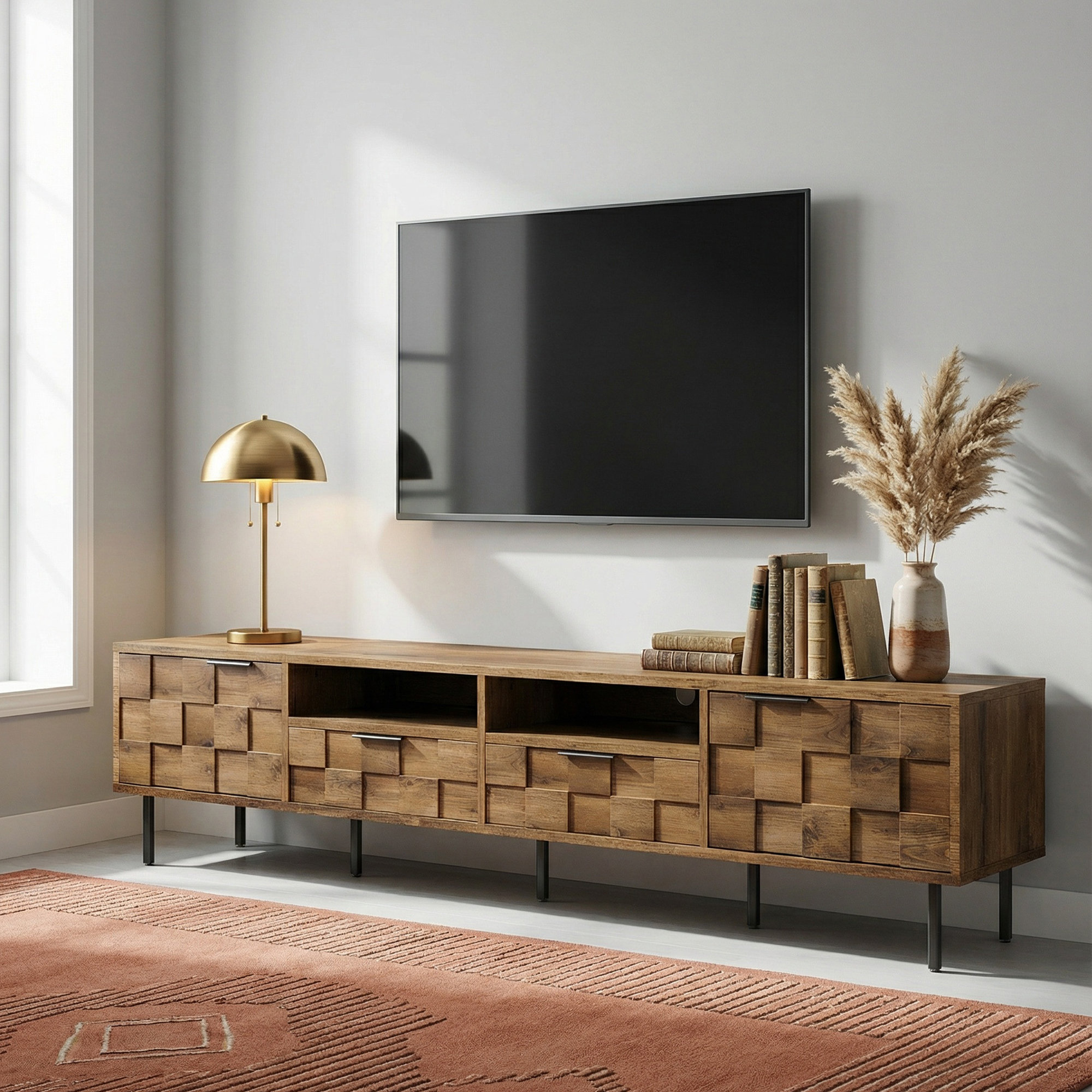 George Oliver Mid-Century Modern 78.7" Width Entertainment Center, TV Stand For Tvs Up To 85" | Wayfair