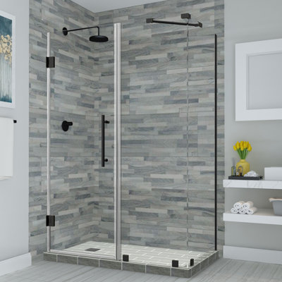 Cabine de douche rectangulaire à charnière sans cadre 32,38 po x 72 po Bromley