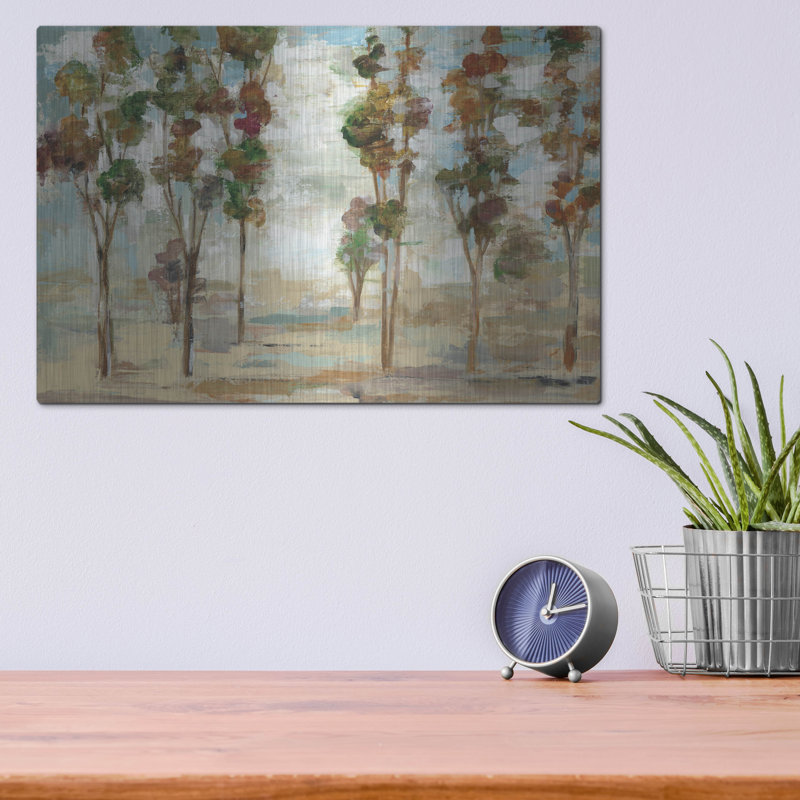 «Serene Forest» par Silvia Vassileva, art mural en métal, H 12 po x l 16 po
