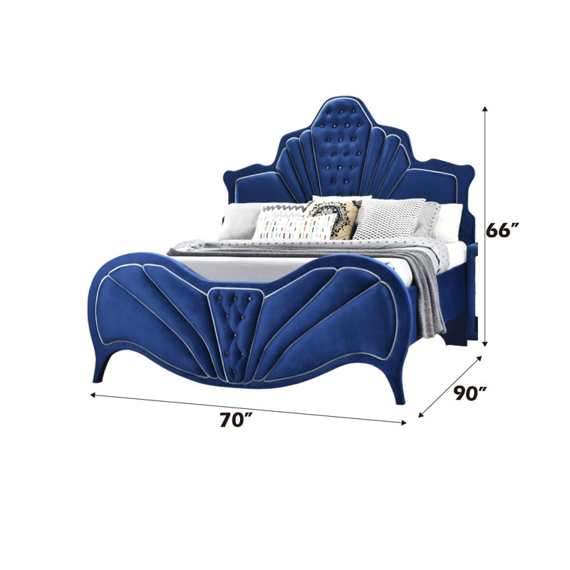 Vidrine Tufted Platform Bed, Queen, Blue
